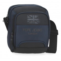 Geanta umar barbati, Pepe Jeans Bromley 24, 2 compartimente, albastra, 17x22x8 cm