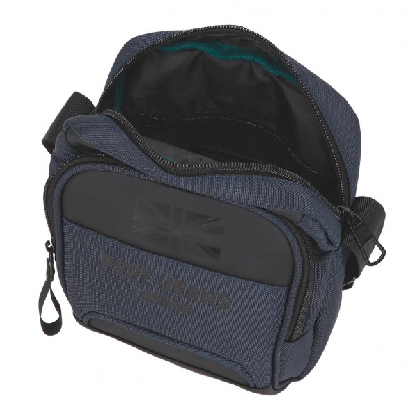 Geanta umar barbati, Pepe Jeans Bromley 24, 2 compartimente, albastra, 17x22x8 cm