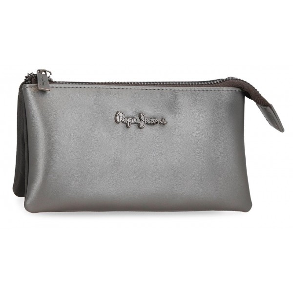 Portofel dama, Pepe Jeans Ruby, 3 compartimente, protectie RFID, antracit, 17.5x9.5x2 cm