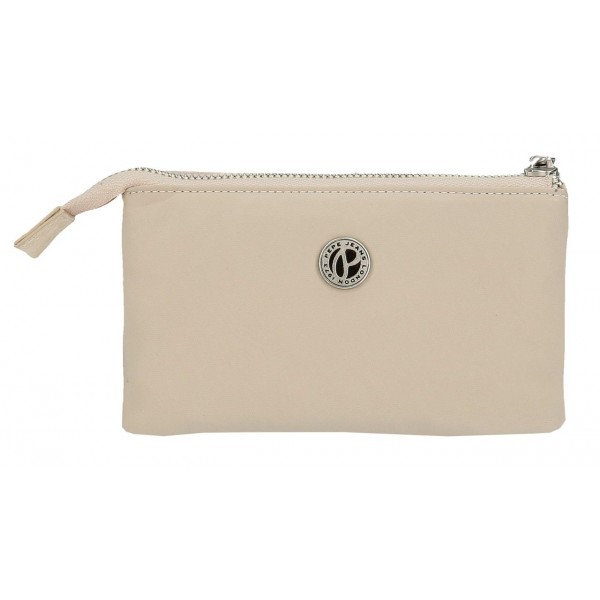 Portofel dama, Pepe Jeans Jana, 3 compartimente, protectie RFID, bej, 17.5x9.5x2 cm