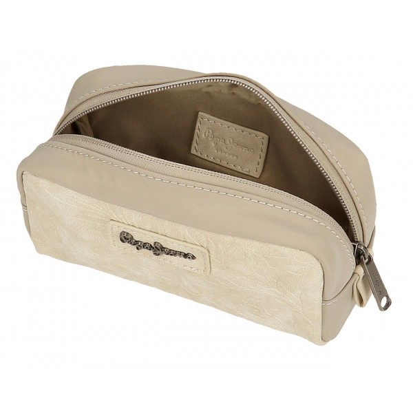 Borseta cosmetice dama, Pepe Jeans Jana, bej, 17x9x6.5 cm
