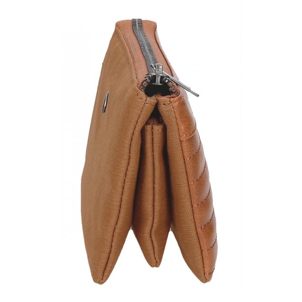 Portofel dama, Pepe Jeans Biker, 3 compartimente, protectie RFID, maro, 17.5x9.5x2 cm