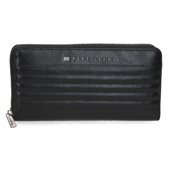 Portofel dama, Pepe Jeans Biker, cu fermoar, protectie RFID, negru, 19.5x10x2 cm Portofel dama, Pepe Jeans Biker, cu fermoar, protectie RFID, negru, 19.5x10x2 cm
