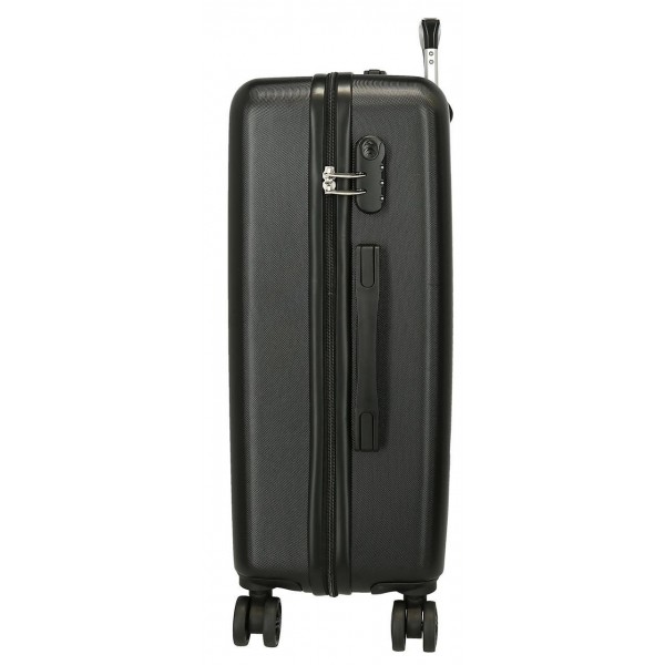Troler mediu copii Movom Offside Goal ABS, 4 roti, negru, 23x65x46 cm