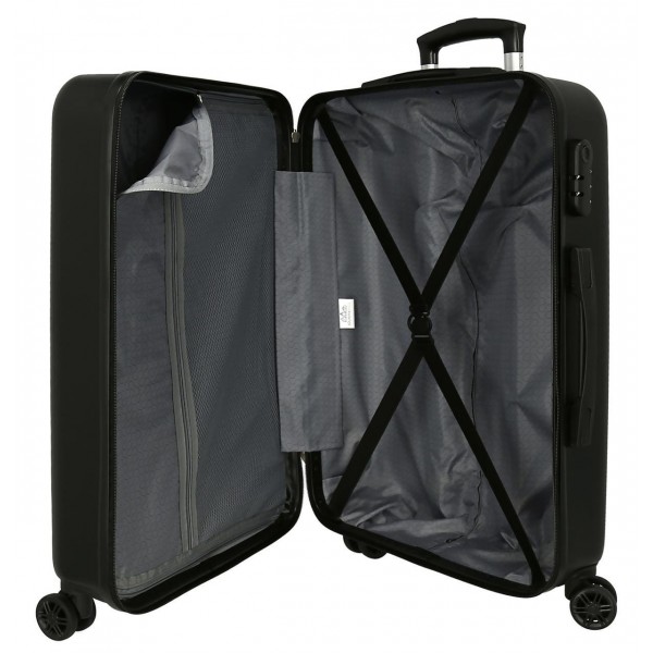 Troler mediu copii Movom Offside Goal ABS, 4 roti, negru, 23x65x46 cm