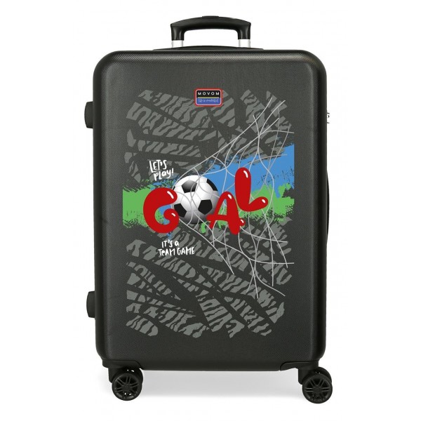 Troler mediu copii Movom Offside Goal ABS, 4 roti, negru, 23x65x46 cm
