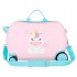 Valiza copii ride-on Roll Road Happy Pets My Little Unicorn ABS roz/turcoaz 4 roti, 20x31x45 cm