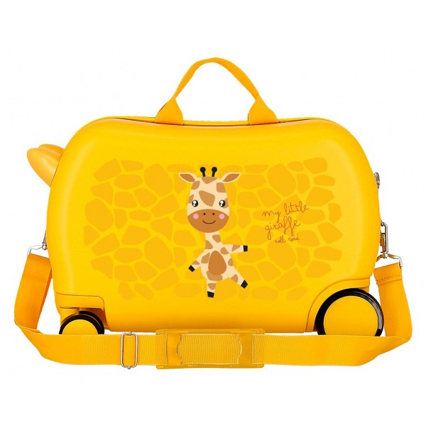Valiza copii ride-on Roll Road Happy Pets Giraffe ABS, 4 roti, 20x31x45 cm