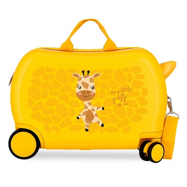 Valiza copii ride-on Roll Road Happy Pets Giraffe ABS, 4 roti, 20x31x45 cm