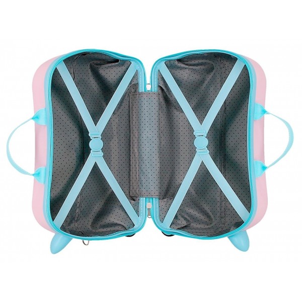 Valiza copii ride-on Roll Road Happy Pets Owl ABS, roz 4 roti, 20x31x45 cm