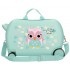 Valiza copii ride-on Roll Road Happy Pets Owl ABS, turcoaz 4 roti, 20x31x45 cm