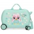Valiza copii ride-on Roll Road Happy Pets Owl ABS, turcoaz 4 roti, 20x31x45 cm