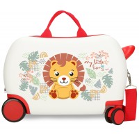 Valiza copii ride-on Roll Road Happy Pets Lion ABS, 4 roti, 20x31x45 cm