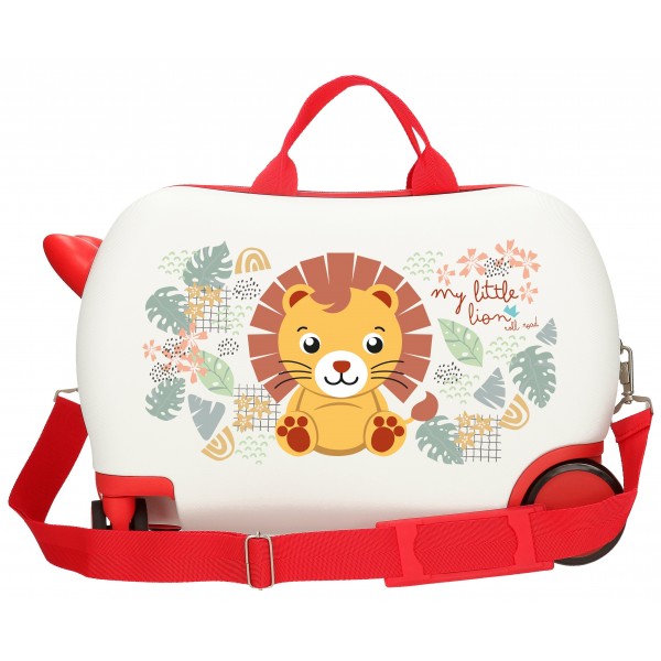 Valiza copii ride-on Roll Road Happy Pets Lion ABS, 4 roti, 20x31x45 cm