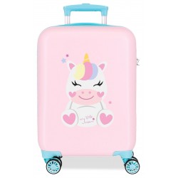 Troler copii cabina Roll Road Happy Pets My Little Unicorn ABS, 4 roti, roz/turcoaz, 20x50x33 cm