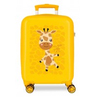 Troler copii cabina Roll Road Happy Pets Giraffe ABS, 4 roti, ocru, 20x50x33 cm