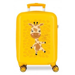 Troler copii cabina Roll Road Happy Pets Giraffe ABS, 4 roti, ocru, 20x50x33 cm