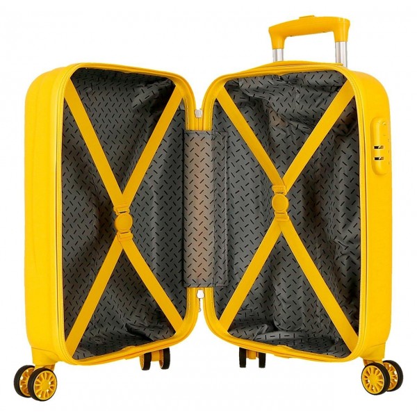 Troler copii cabina Roll Road Happy Pets Giraffe ABS, 4 roti, ocru, 20x50x33 cm