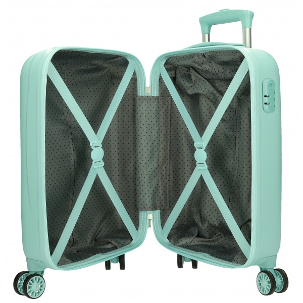 Troler copii cabina Roll Road Happy Pets Owl ABS, 4 roti, turcoaz, 20x50x33 cm