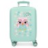 Troler copii cabina Roll Road Happy Pets Owl ABS, 4 roti, turcoaz, 20x50x33 cm
