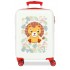 Troler copii cabina Roll Road Happy Pets Lion ABS, 4 roti, alb, 20x50x33 cm