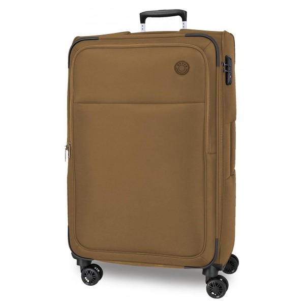 Troler mare, Movom Atlanta, textil, expandabil, TSA, bej sampanie, 47x77x28 cm