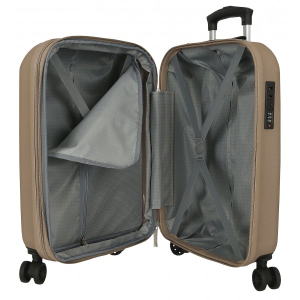 Troler cabina Roll Road Menorca, ABS, extensibil, 4 roti, bej auriu, 20x55x38 cm