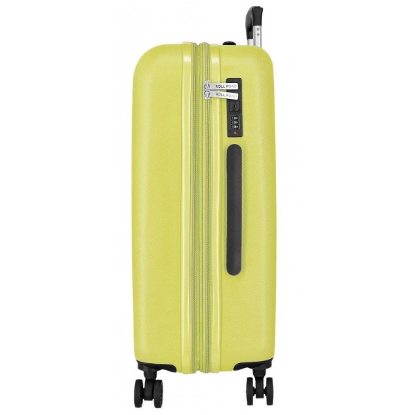 Troler mediu Roll Road Menorca, ABS, extensibil, 4 roti, galben, 24x65x46 cm