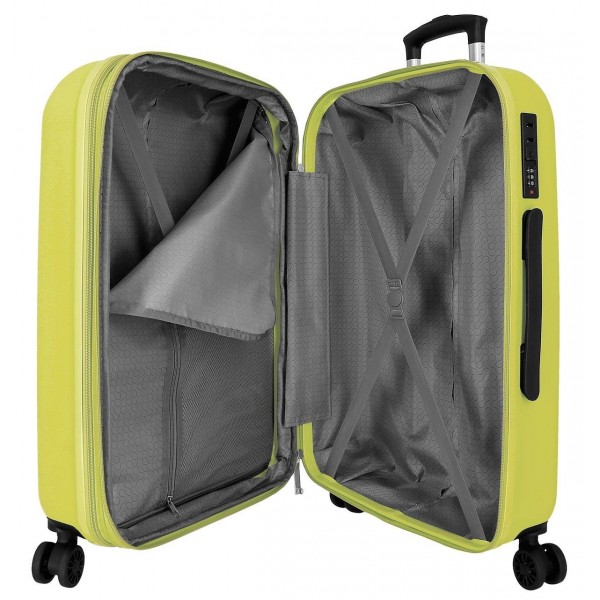 Troler mediu Roll Road Menorca, ABS, extensibil, 4 roti, galben, 24x65x46 cm