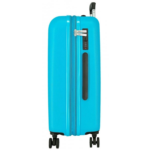 Troler mare Roll Road Menorca, ABS, extensibil, 4 roti, turcoaz, 27x75x52 cm