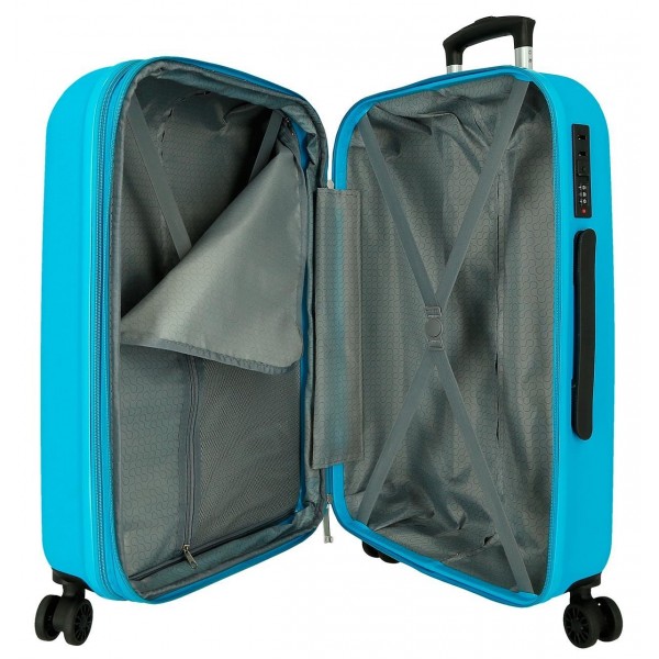 Troler mare Roll Road Menorca, ABS, extensibil, 4 roti, turcoaz, 27x75x52 cm