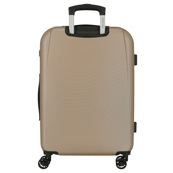 Troler mare Roll Road Menorca, ABS, extensibil, 4 roti, bej auriu, 27x75x52 cm