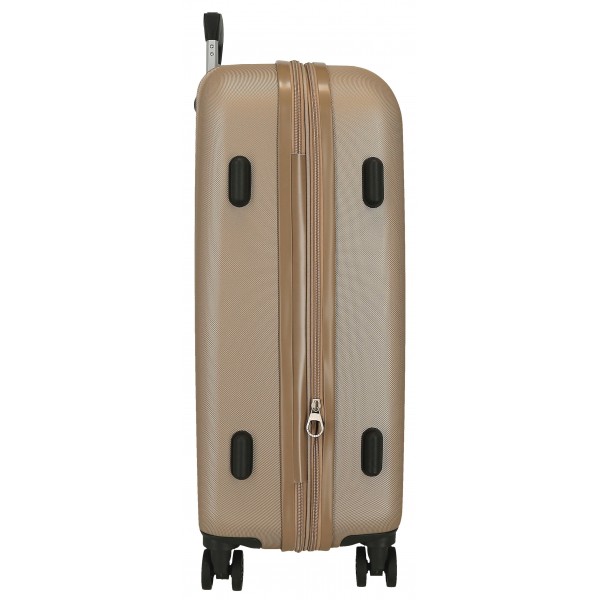 Troler mare Roll Road Menorca, ABS, extensibil, 4 roti, bej auriu, 27x75x52 cm