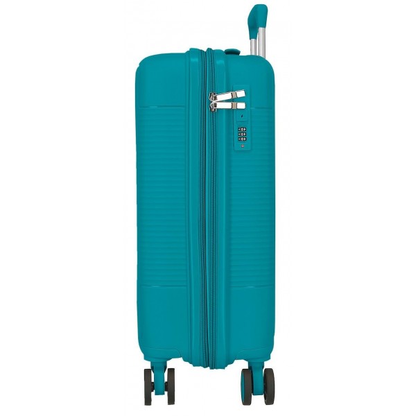 Troler cabina Roll Road Acadia, polipropilena, extensibil, 4 roti, verde turcoaz, 20x55x35 cm