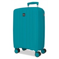 Troler cabina Roll Road Acadia, polipropilena, extensibil, 4 roti, verde turcoaz, 20x55x35 cm