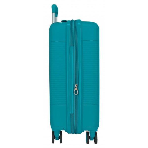 Troler cabina Roll Road Acadia, polipropilena, extensibil, 4 roti, verde turcoaz, 20x55x35 cm