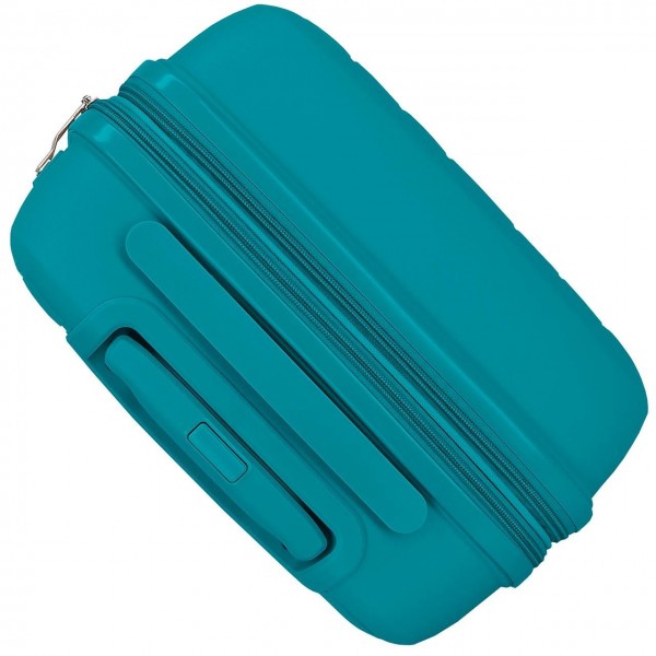 Troler cabina Roll Road Acadia, polipropilena, extensibil, 4 roti, verde turcoaz, 20x55x35 cm