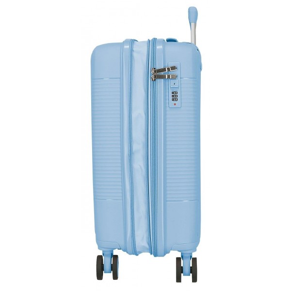 Troler cabina Roll Road Acadia, polipropilena, extensibil, 4 roti, albastru deschis, 20x55x35 cm