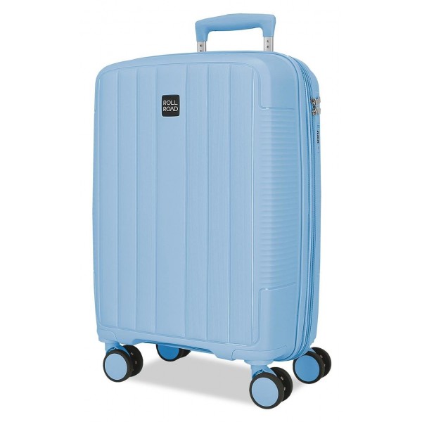 Troler cabina Roll Road Acadia, polipropilena, extensibil, 4 roti, albastru deschis, 20x55x35 cm