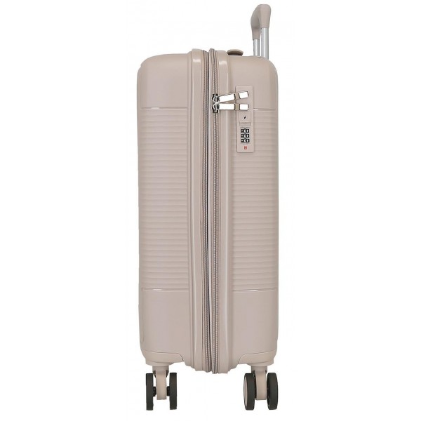 Troler cabina Roll Road Acadia bej champagne, polipropilena, extensibil, 4 roti, 20x55x35 cm