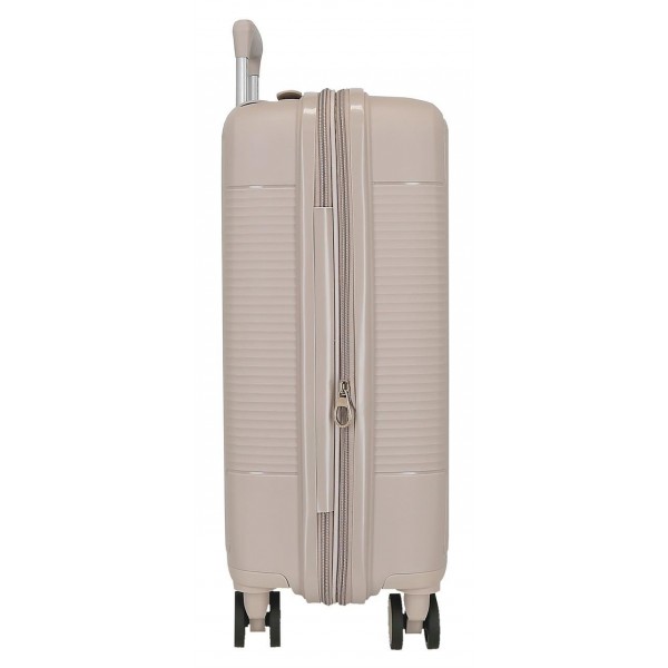 Troler cabina Roll Road Acadia bej champagne, polipropilena, extensibil, 4 roti, 20x55x35 cm