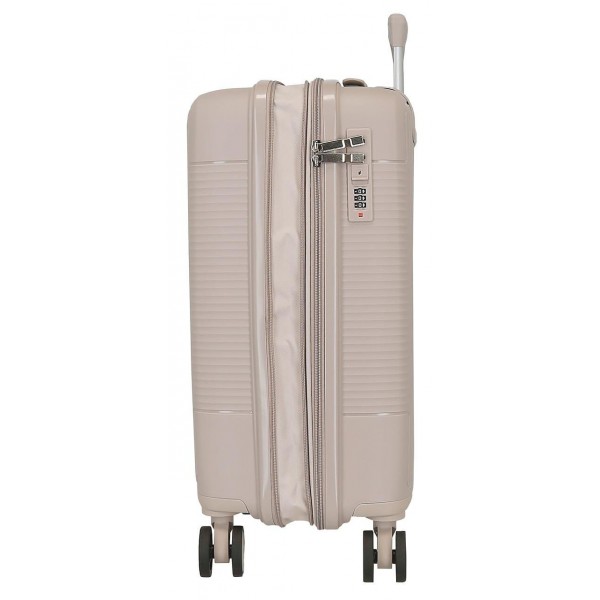 Troler cabina Roll Road Acadia bej champagne, polipropilena, extensibil, 4 roti, 20x55x35 cm