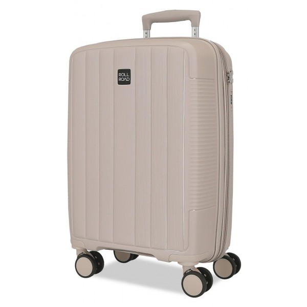 Troler cabina Roll Road Acadia bej champagne, polipropilena, extensibil, 4 roti, 20x55x35 cm