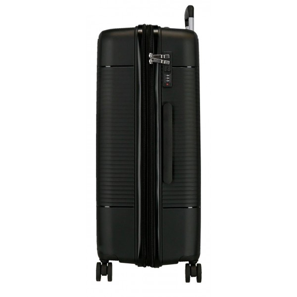 Troler mediu Roll Road Acadia, polipropilena, extensibil 4 roti, negru, 25x65x41 cm