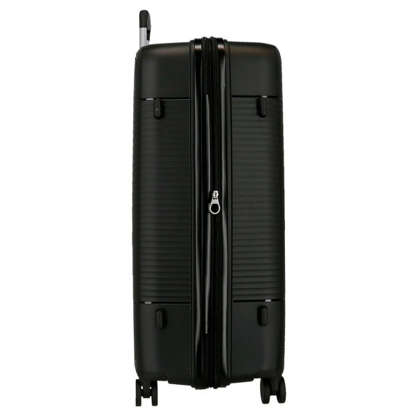 Troler mediu Roll Road Acadia, polipropilena, extensibil 4 roti, negru, 25x65x41 cm