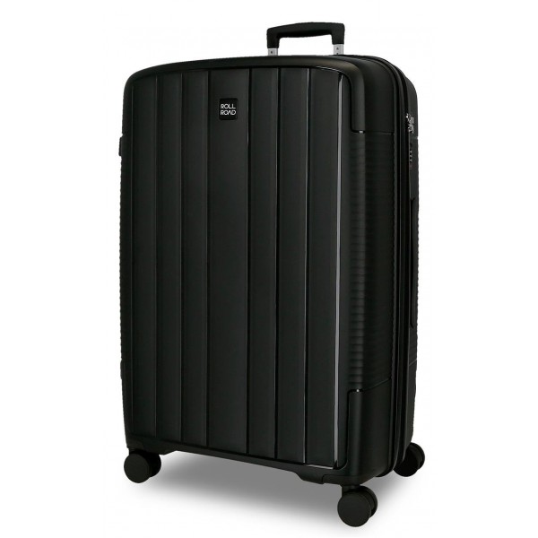 Troler mediu Roll Road Acadia, polipropilena, extensibil 4 roti, negru, 25x65x41 cm