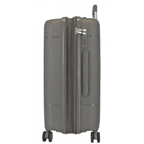 Troler mediu Roll Road Acadia, polipropilena, extensibil 4 roti, antracit, 25x65x41 cm