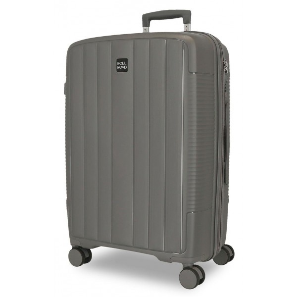 Troler mediu Roll Road Acadia, polipropilena, extensibil 4 roti, antracit, 25x65x41 cm