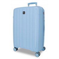 Troler mediu Roll Road Acadia, polipropilena, extensibil 4 roti, albastru deschis, 25x65x41 cm