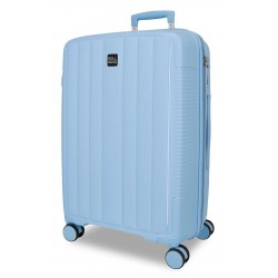 Troler mediu Roll Road Acadia, polipropilena, extensibil 4 roti, albastru deschis, 25x65x41 cm